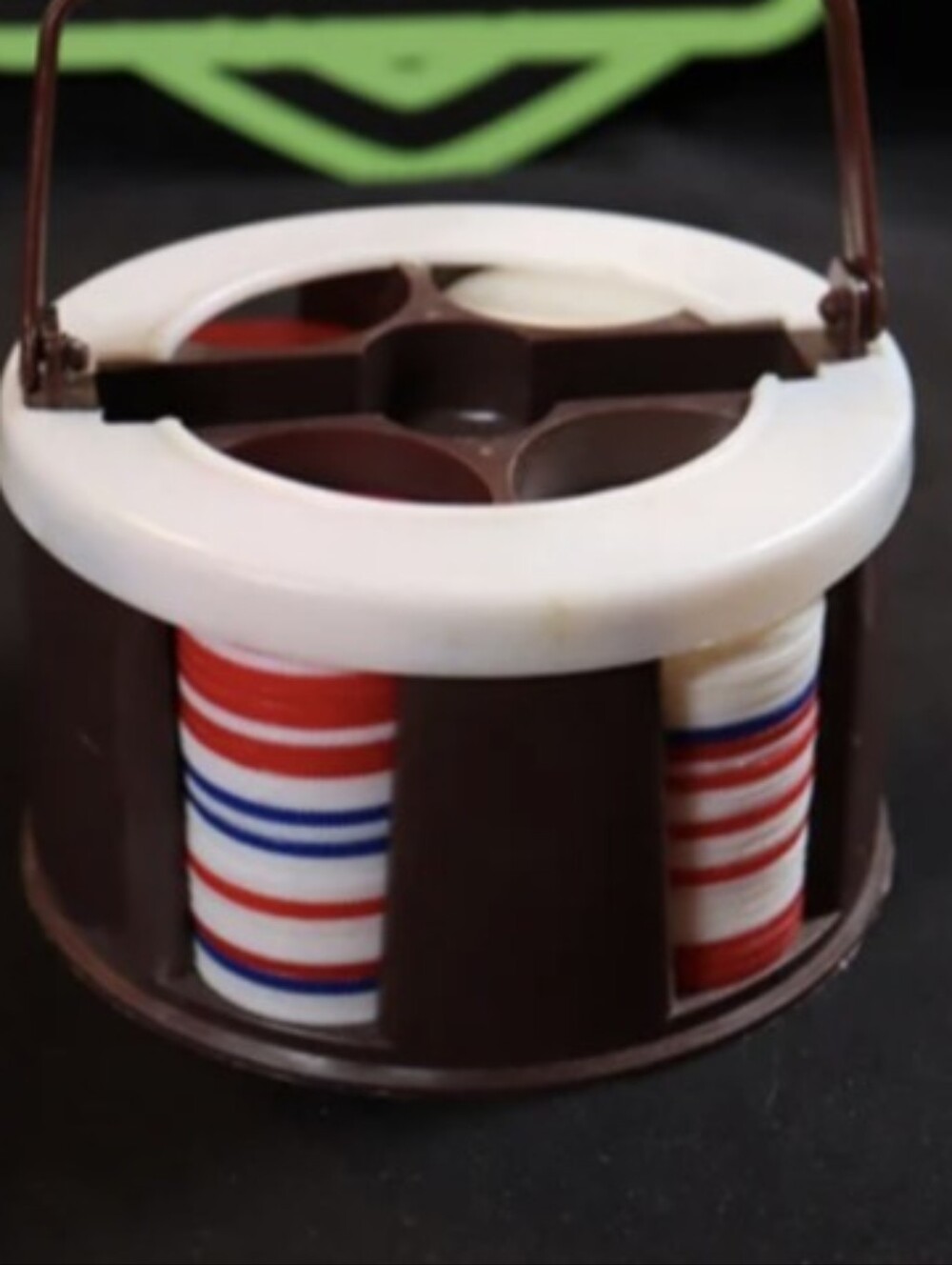 Vintage 1950-60’s Astor Portable Poker Chips Caddy Rack & Chips